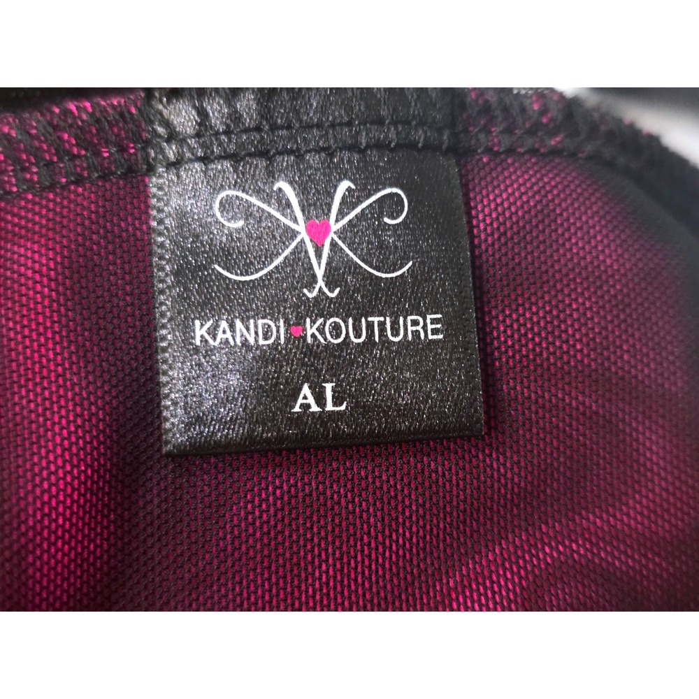 Kandi Kouture Neon Pink Black White Colorblock Dance Leotard AL High Neck Mesh - Picture 5 of 10